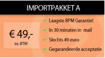 Importpakket A - ingevulde BPM aangifte 